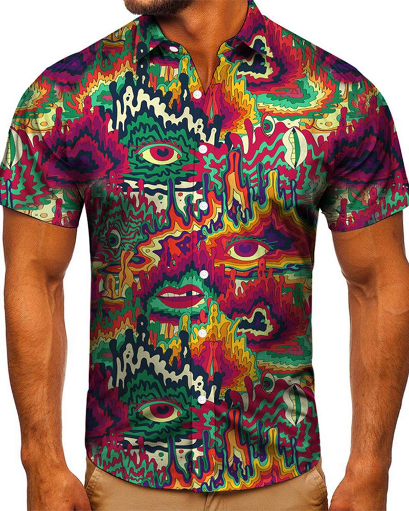 

3D Cartoon Print Short Sleeve T-shirt, Multicolor