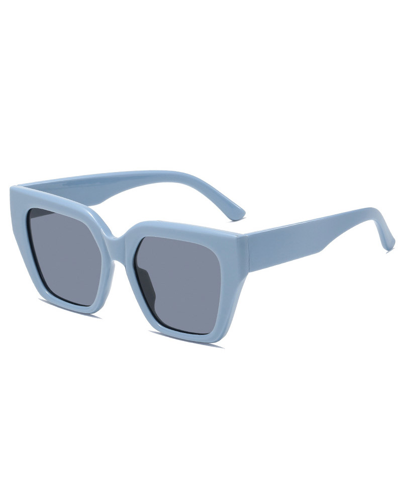 

Square Frame Contrast Paneled Sunglasses, Blue