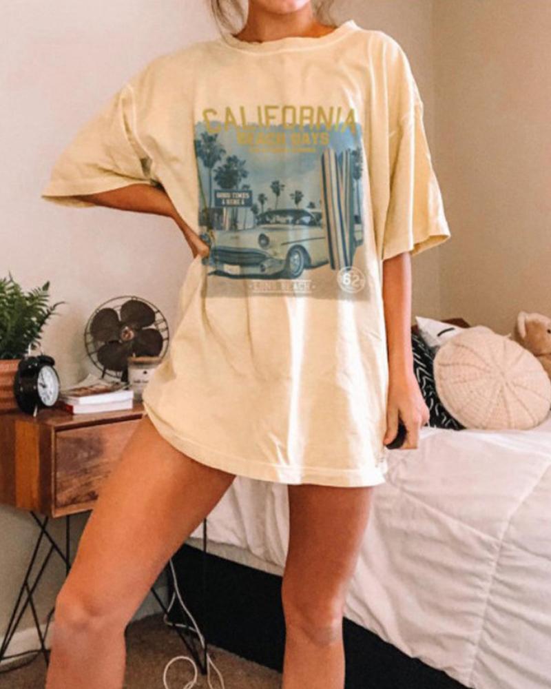 

California Round Neck T-Shirt, Yellow