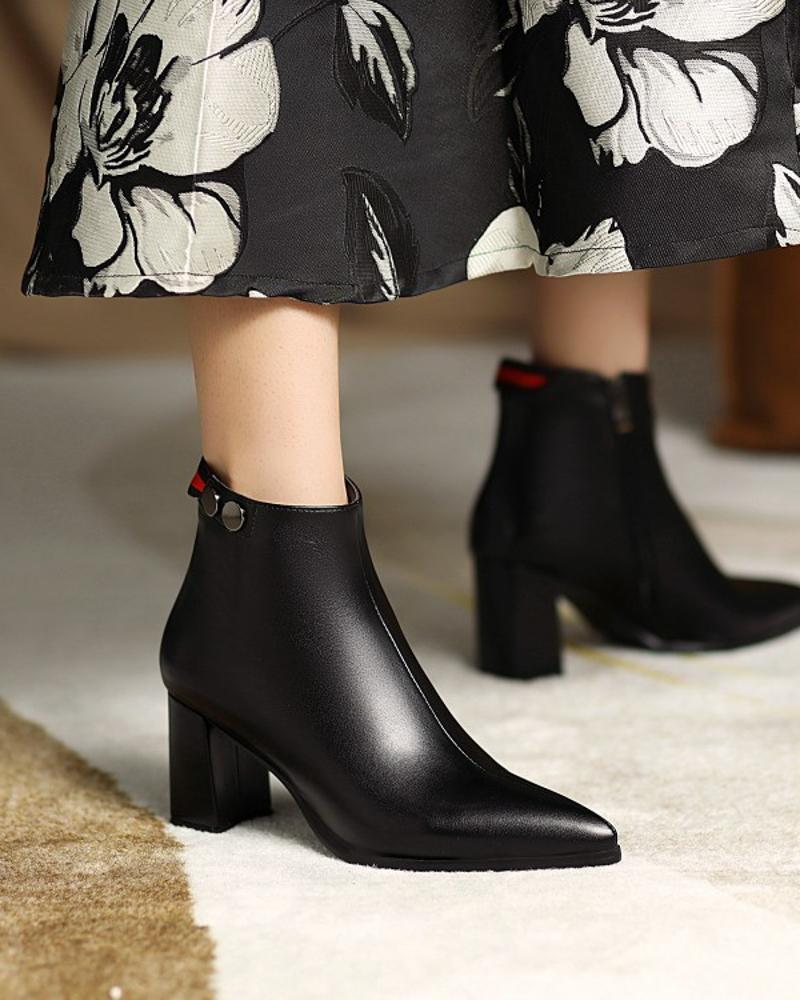 

Womens Chic Point Toe Wax Finish High Heel Boots, Black