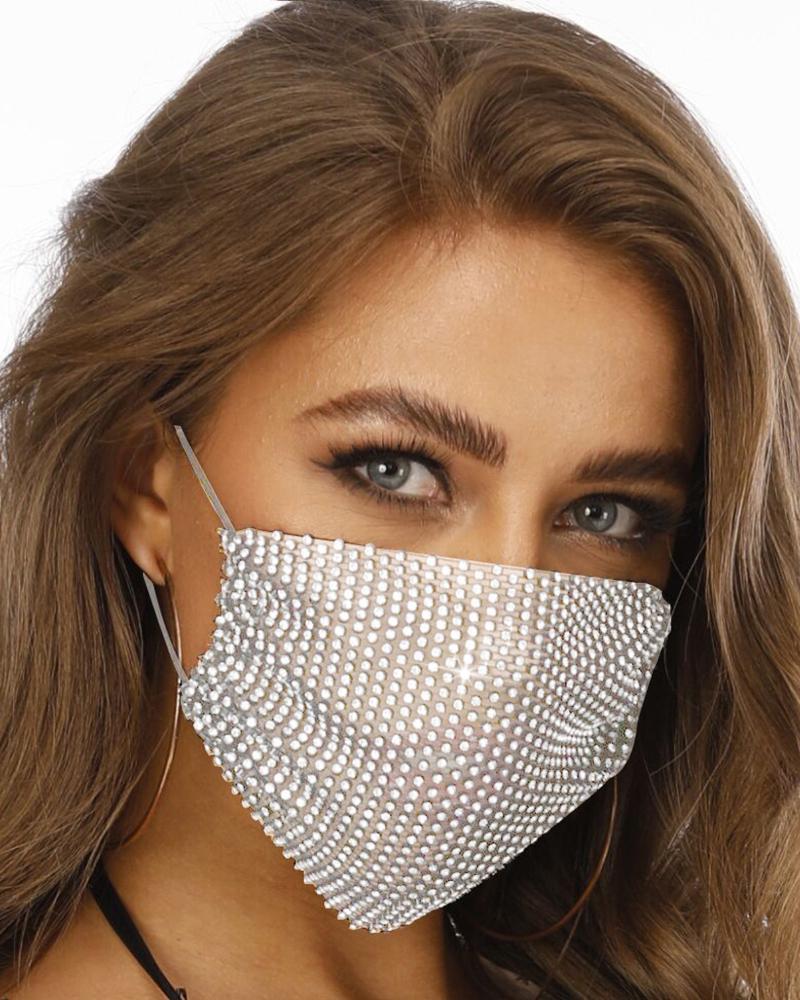 

Rhinestone Breathable Mouth Mask Washable And Reusable, White