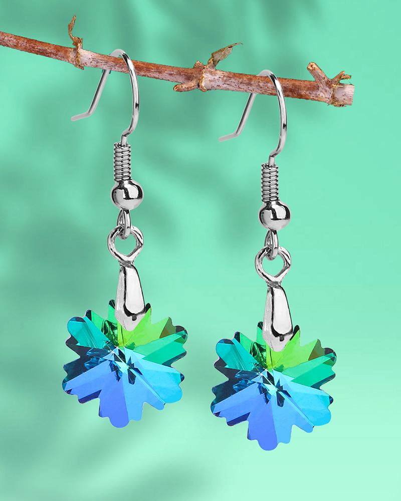 

1Pair Crystal Christmas Snowflake Drop Earrings, Blue