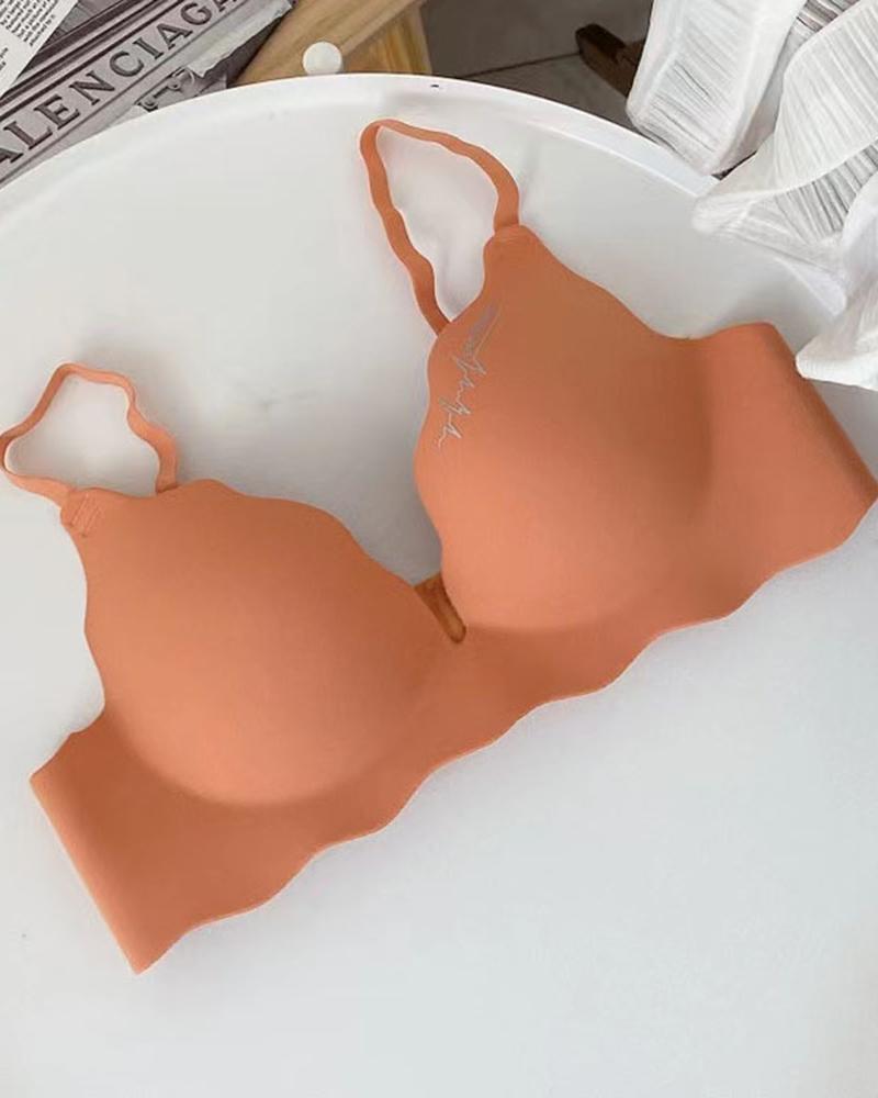 

Scallop Trim Seamless Wireless Lift Bralette, Orange