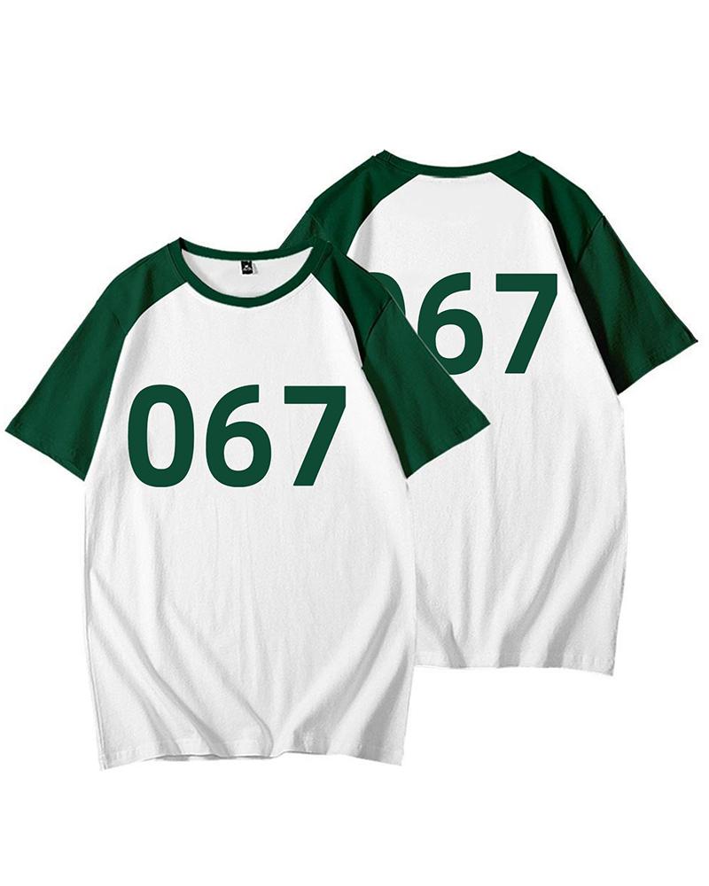 

Squid Game Letter Print Colorblock T-shirt, Style3