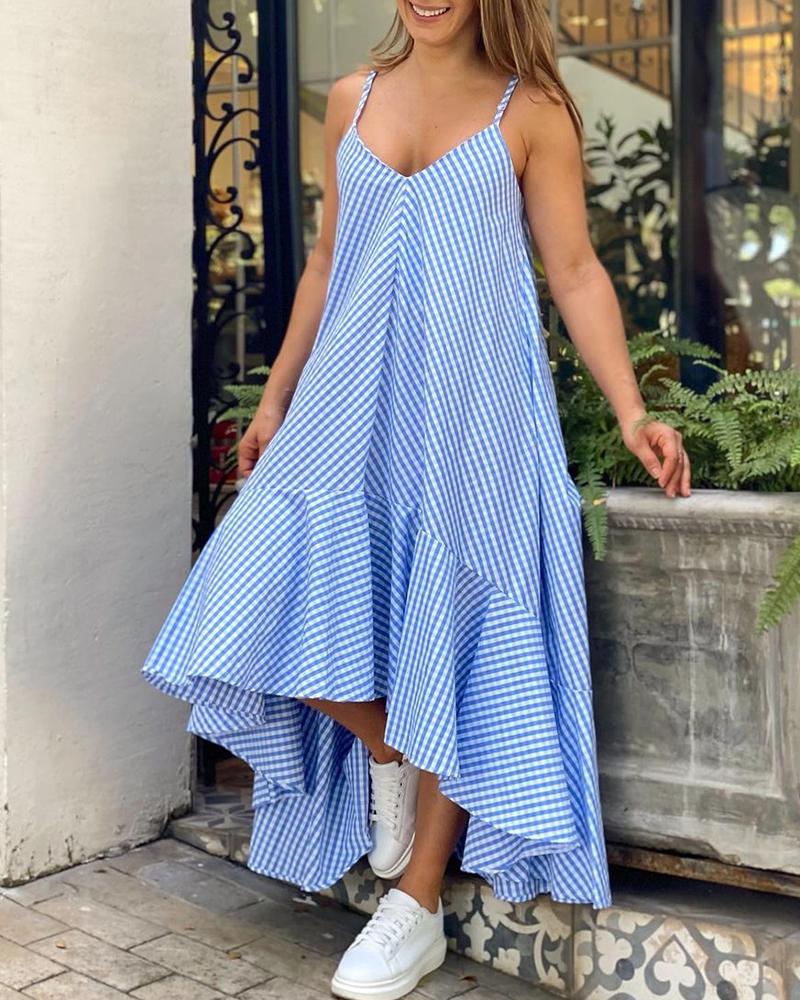 

Gingerham Print Strap Long Dress, Blue