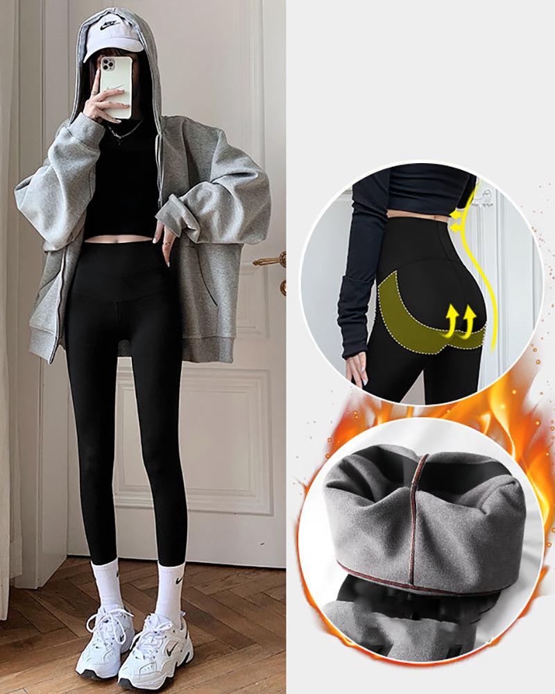 

Thermal Lined High Waist Push Up Leggings, Purple