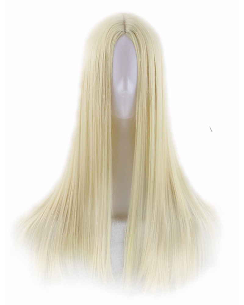 

Long Black Straight High Temperature Fiber Synthetic Hair Wig, Gold