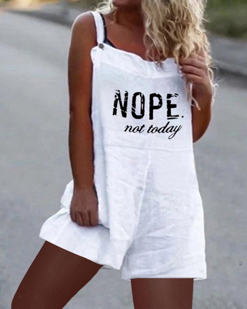 

Nope Not Today Print Casual Suspender Romper, White