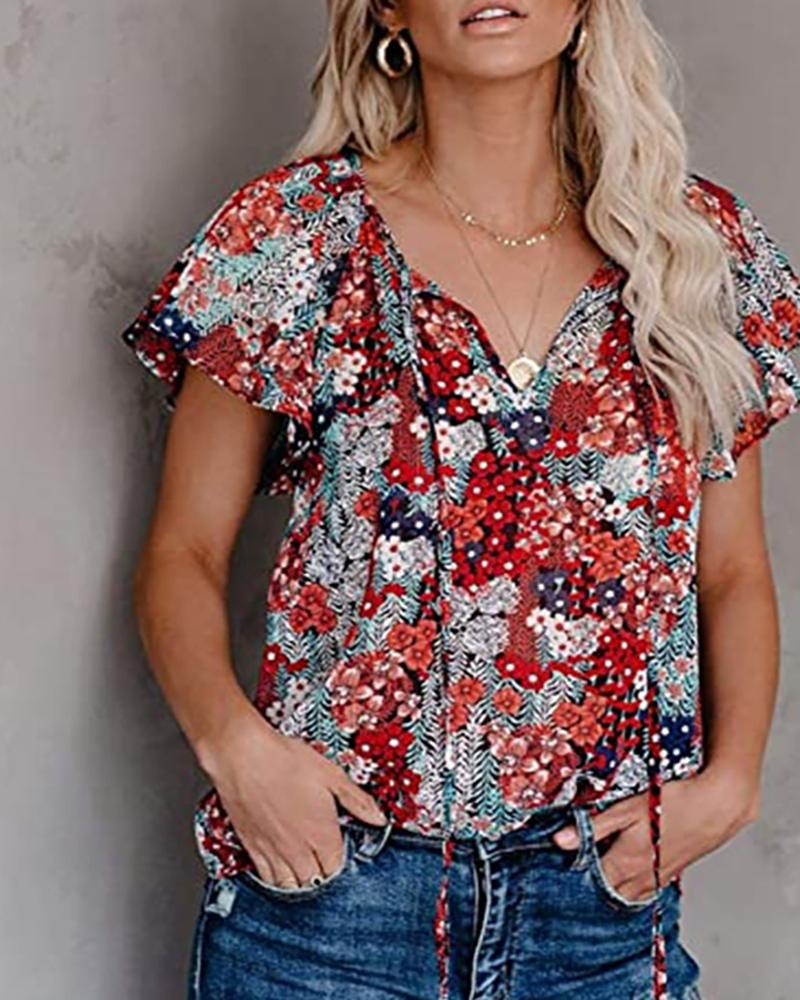 

All Over Print Short Sleeve Top, Multicolor