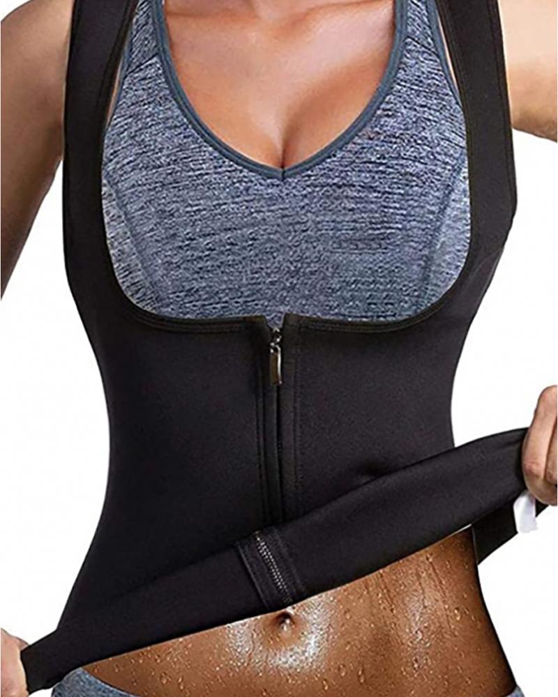 

Zipper Waist Trainer Vest Workout Slimming Corset Shaperwear, Black
