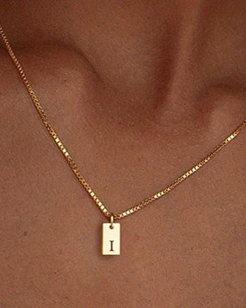 

1pc Alphabet Letter Engraved Pendent Necklace, Style9