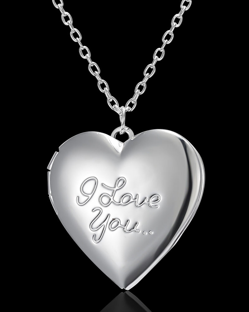 

1pc Heart Shaped Locket Pendant Necklace, Style2