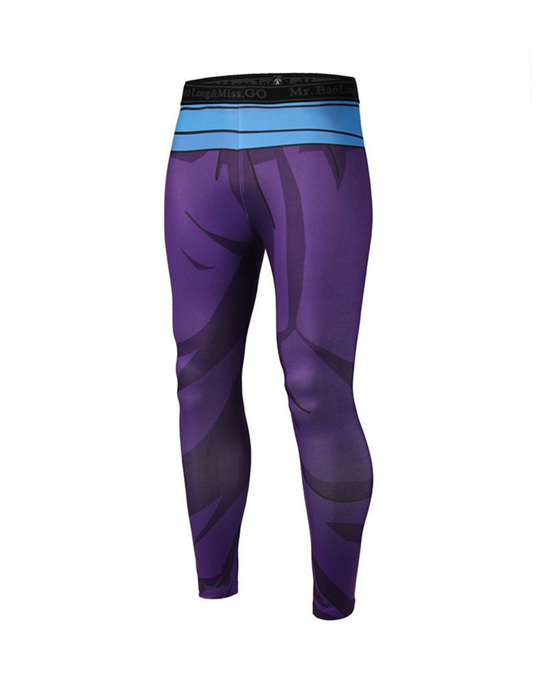 

Color block Cartoon Print Quick-drying And Breathable Skinny Yoga Pants, Purple