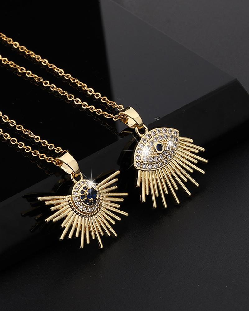 

1pc Zircon Decor Devil Eye Pendant Necklace, Style1