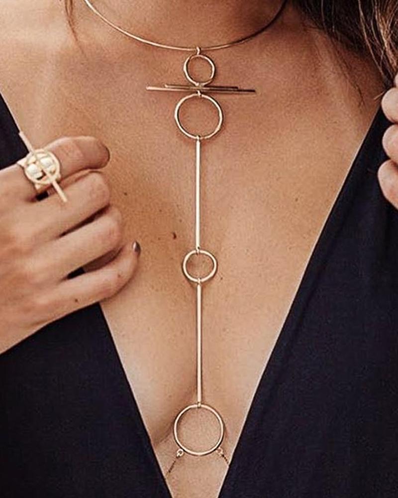 

1pc Hollow Out Geometric Halter Body Chain, Gold