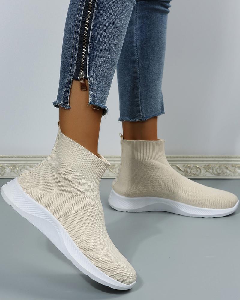 

Hidden Platform Breathable Sneakers, Apricot