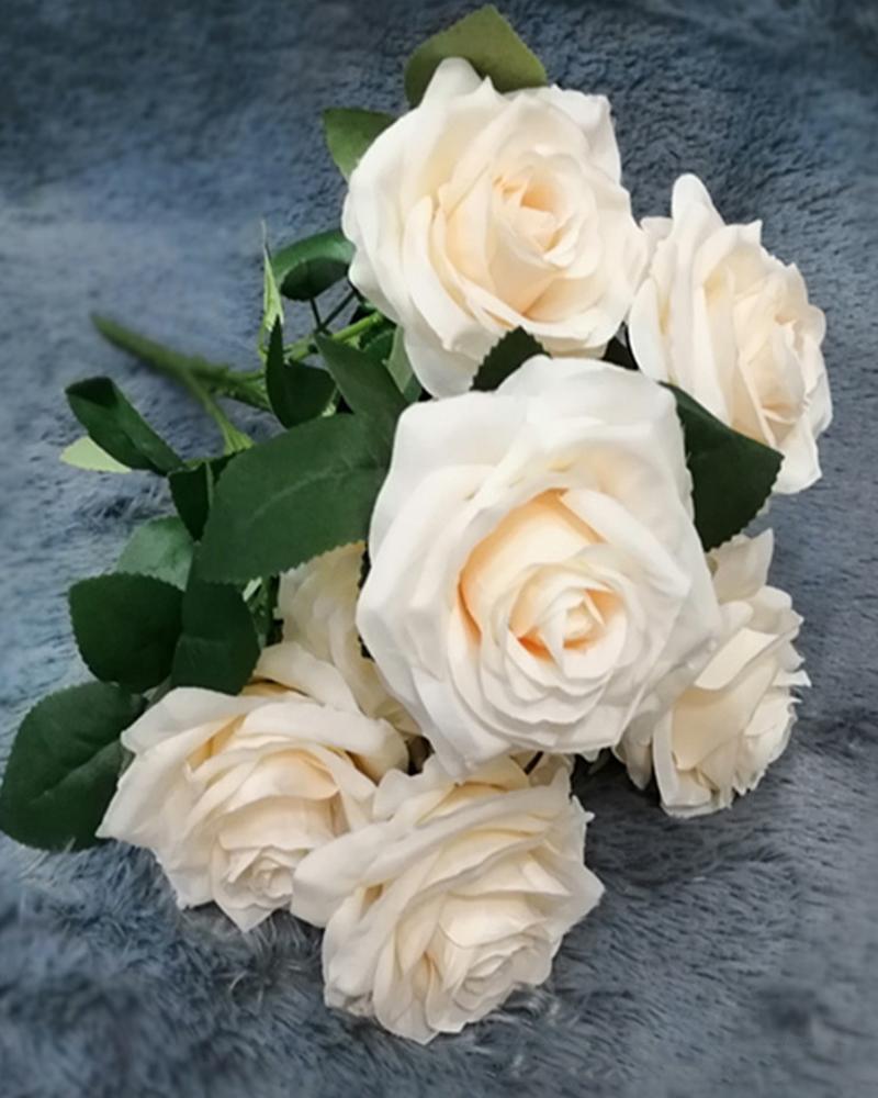 

Artificial Flowers Silk Roses Fake Bridal Wedding Bouquet for Home Garden Party Floral Decor 10 Pcs, Beige