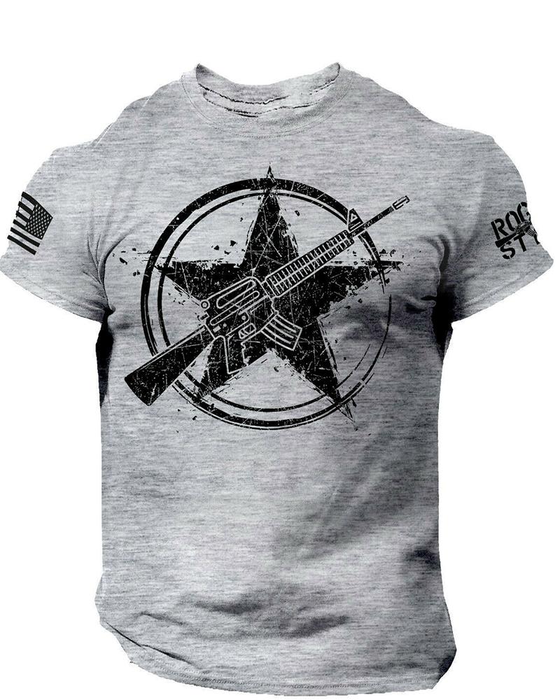 

National Flag Graphic Print Short Sleeve T-shirt, Gray