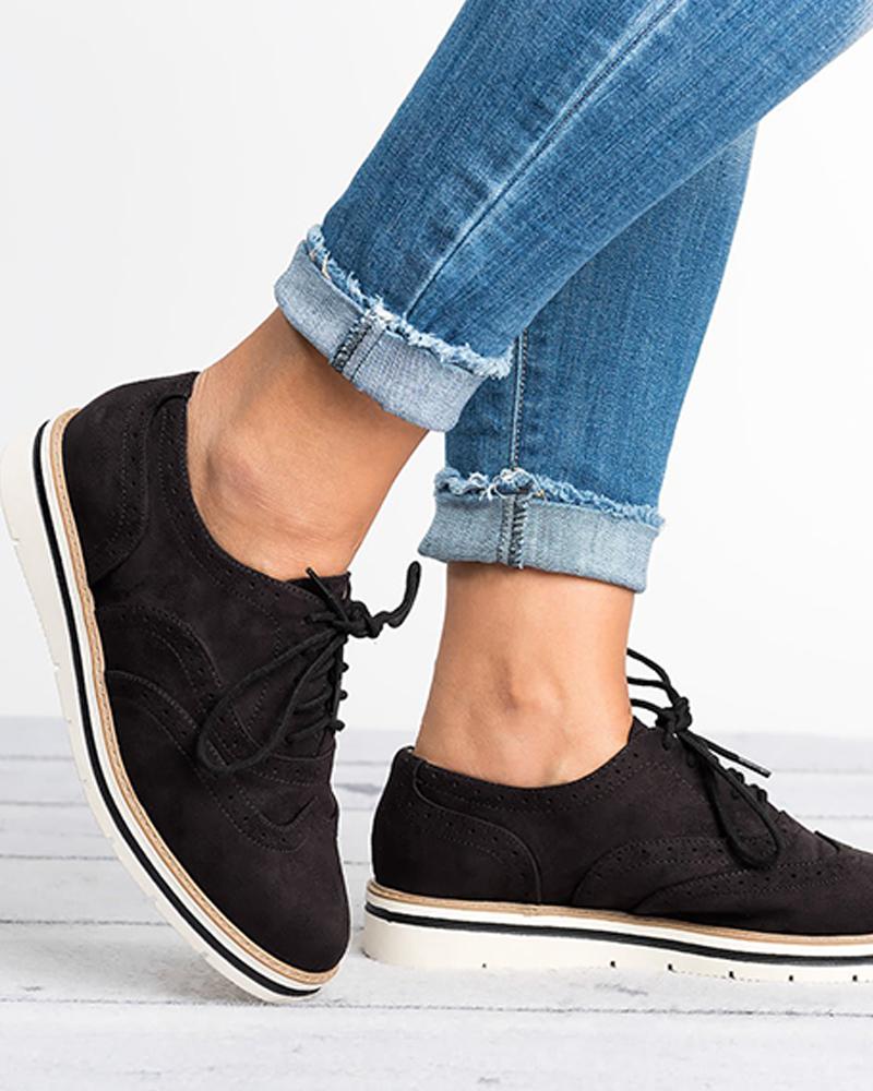 

Plain Lace-Up Oxford Shoes, Black