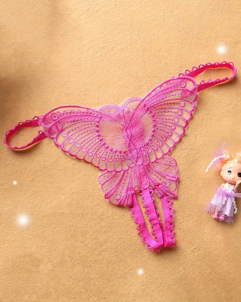 

Butterfly Pattern Lace Panty, Hot pink