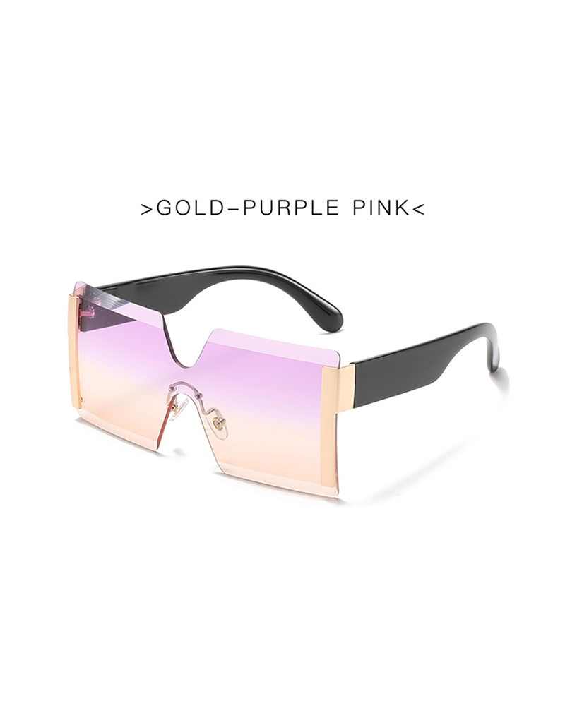 

1 paire de lunettes de soleil à verres ombrés à dessus plat sans monture, Purple