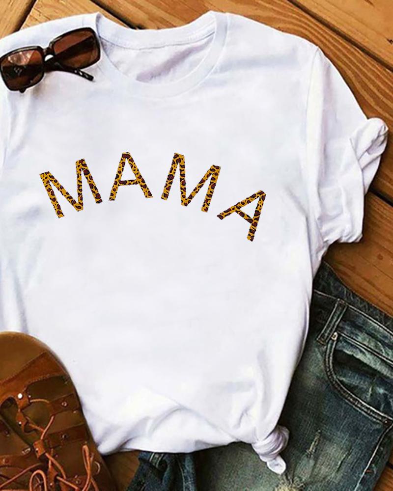 

Mother's Day Letter Print Casual T-Shirt, White