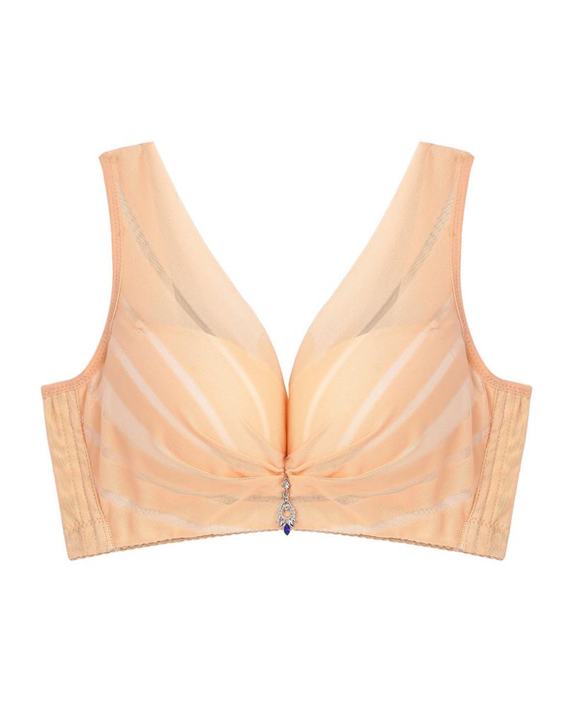 

Metal Decor Push Up Bralette, Apricot