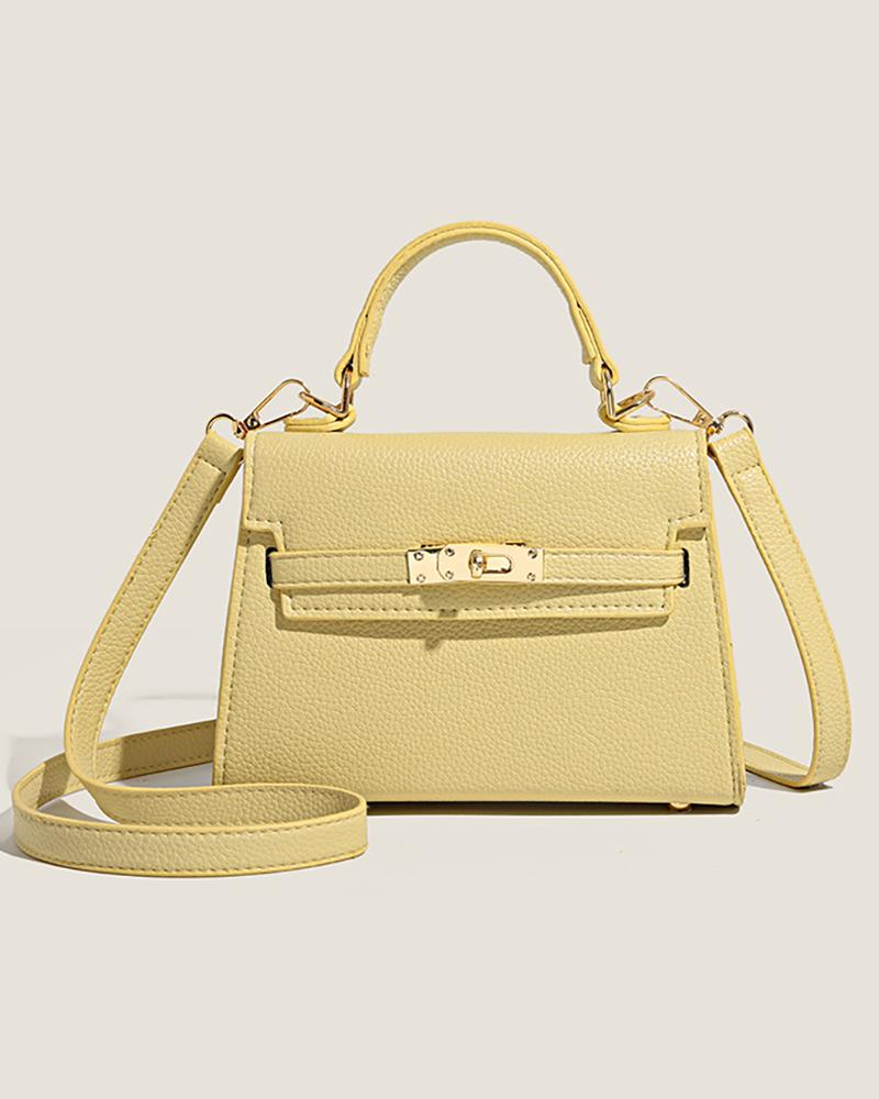 

Twist Lock Square Satchel Bag, Yellow