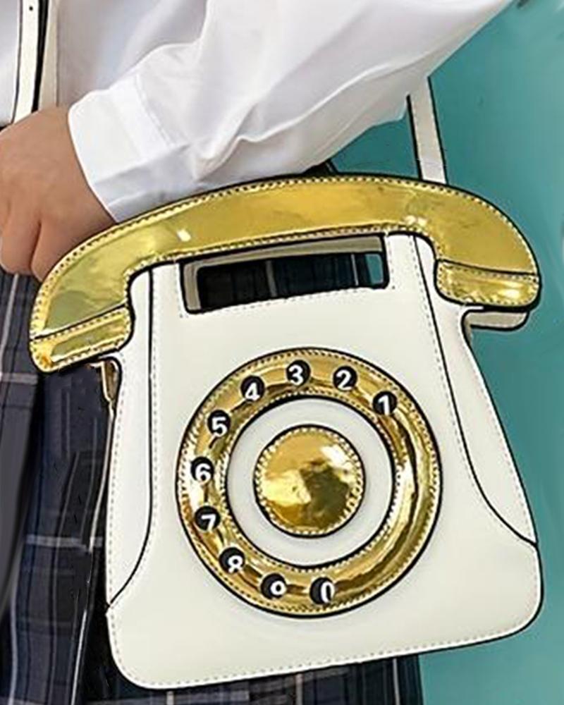 

Fashionable Funny Telephone Shaped Satchel Bag, White