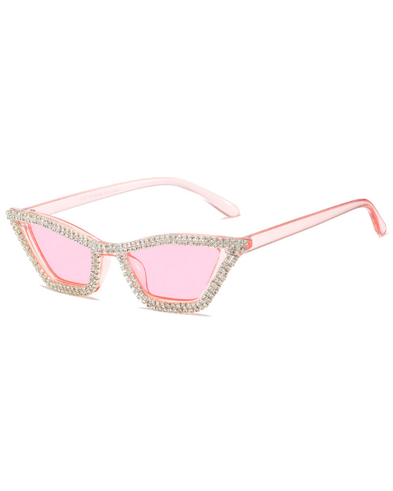 

Rhinestone Cat Eye Frame Vintage Sunglasses, Pink