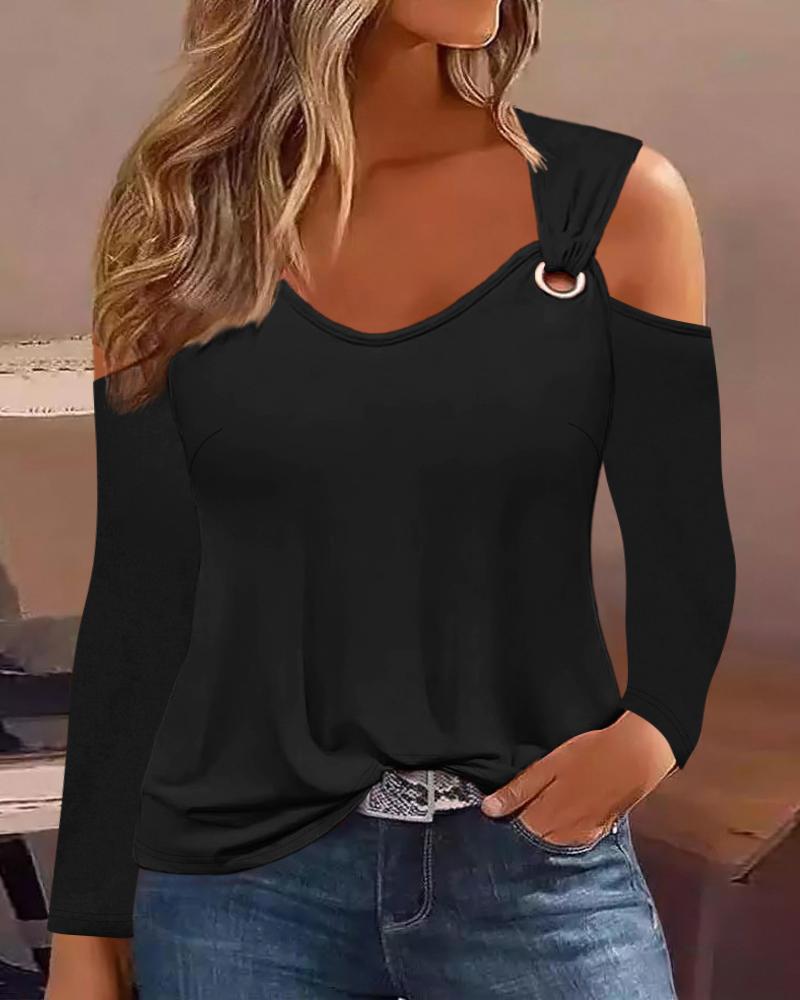 

Plus Size Eyelet Cold Shoulder Top, Black