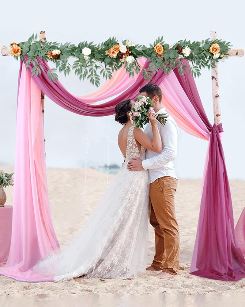 

1pc Wedding Arch Tulle Fabric Background Decoration Draping Curtain Birthday Party Supplies Ceremony Reception Hanging Wall Decor, Pink