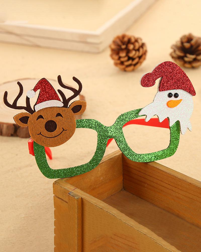 1 par de gafas de sol decorativas con diseño de árbol de Navidad, personaje de dibujos animados, Papá Noel, muñeco de nieve