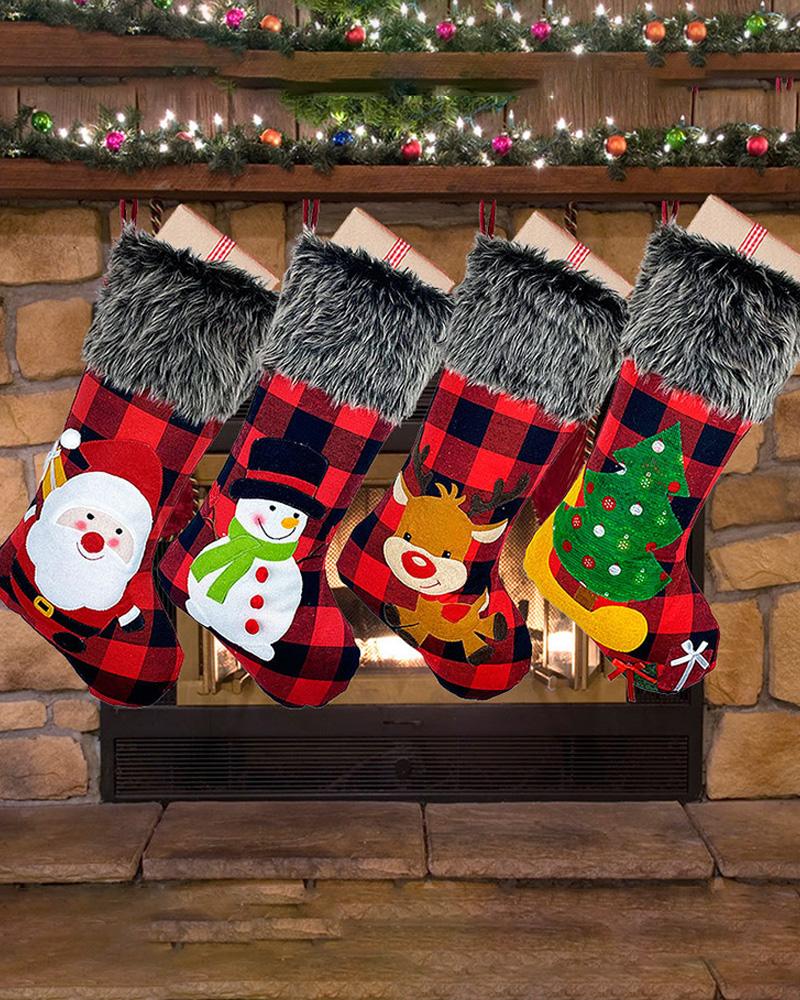 

Christmas Pattern Fluffy Stocking Decor, Style1