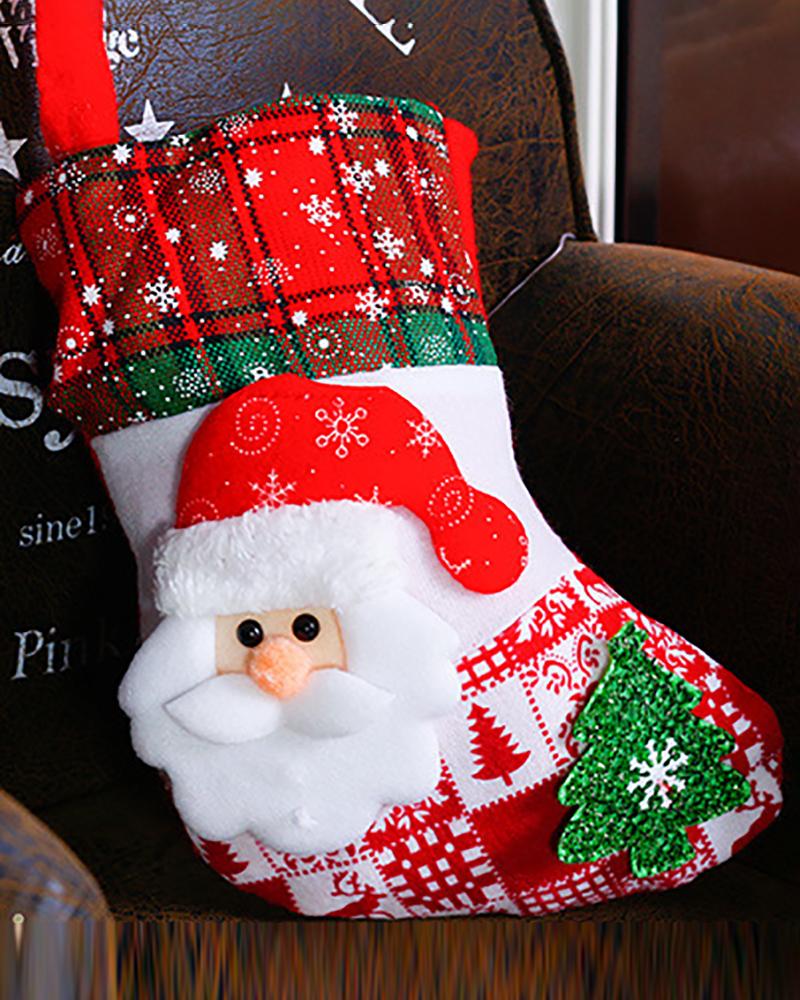

Christmas Decorations Santa Claus Elk Stockings Gift Bag Candy Bag Tree Hanging Ornaments, White