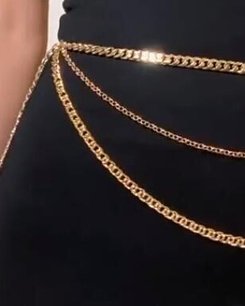 

1pc Minimalist Layered Waist Chain, Gold