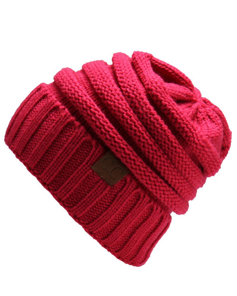 

Women's Beanie Slouchy Street Dailywear Casual Pure Color Work Fall Winter Knit Hat, Hot pink