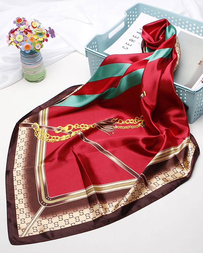 

Breathable Lightweight Neckerchief Printed Satin Square Headscarf, Style5