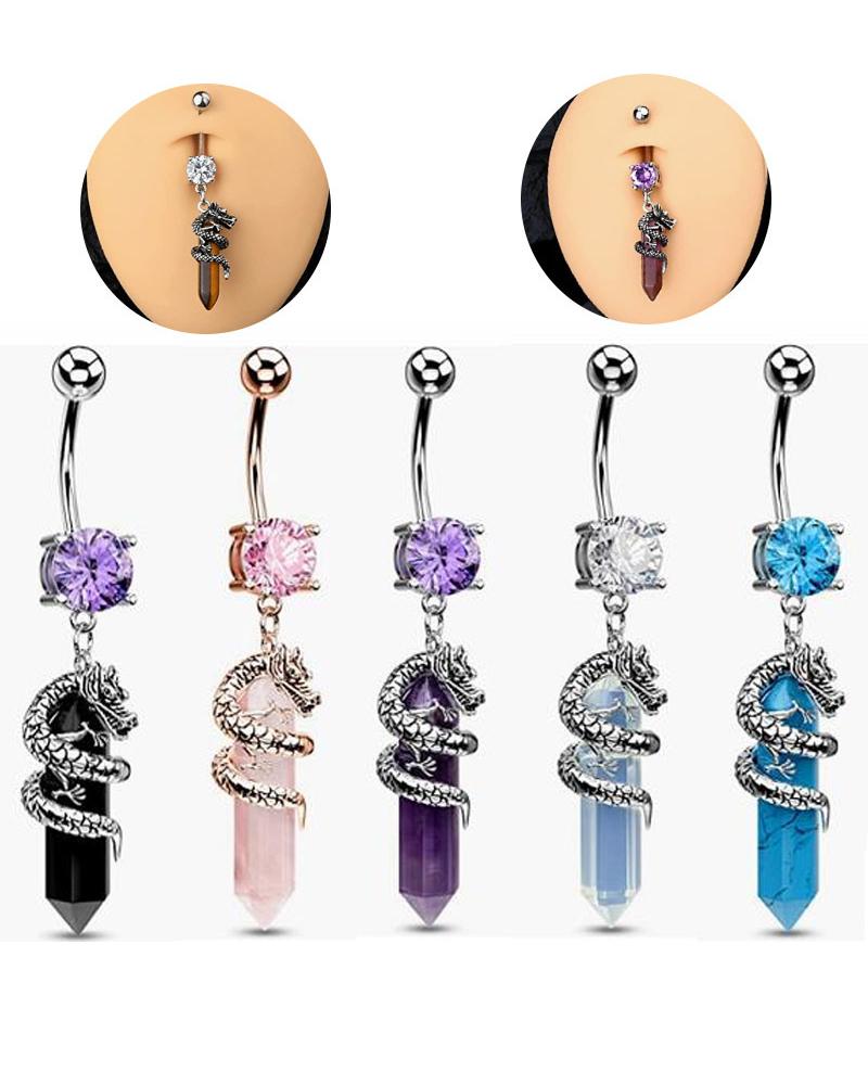 

1pc Rhinestone Hexagon Drop Belly Ring, Style3
