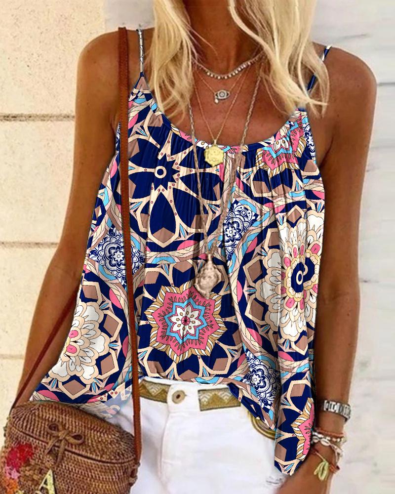 

Tribal Print Flowy Cami Top, Multicolor