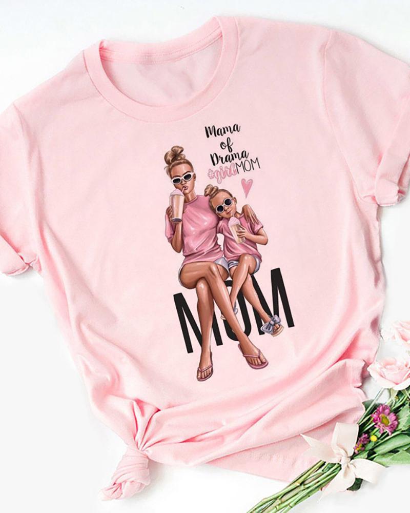 

Mother's Day Letter Graphic Print Short Sleeve T-shirt, Style1