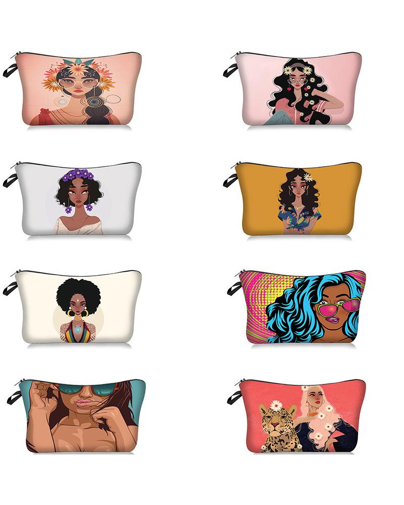 

Figure Print Makeup Bag Portable Cosmetic Beauty Travel Pouch Multifunctional Case Toiletry Organizer, Style1