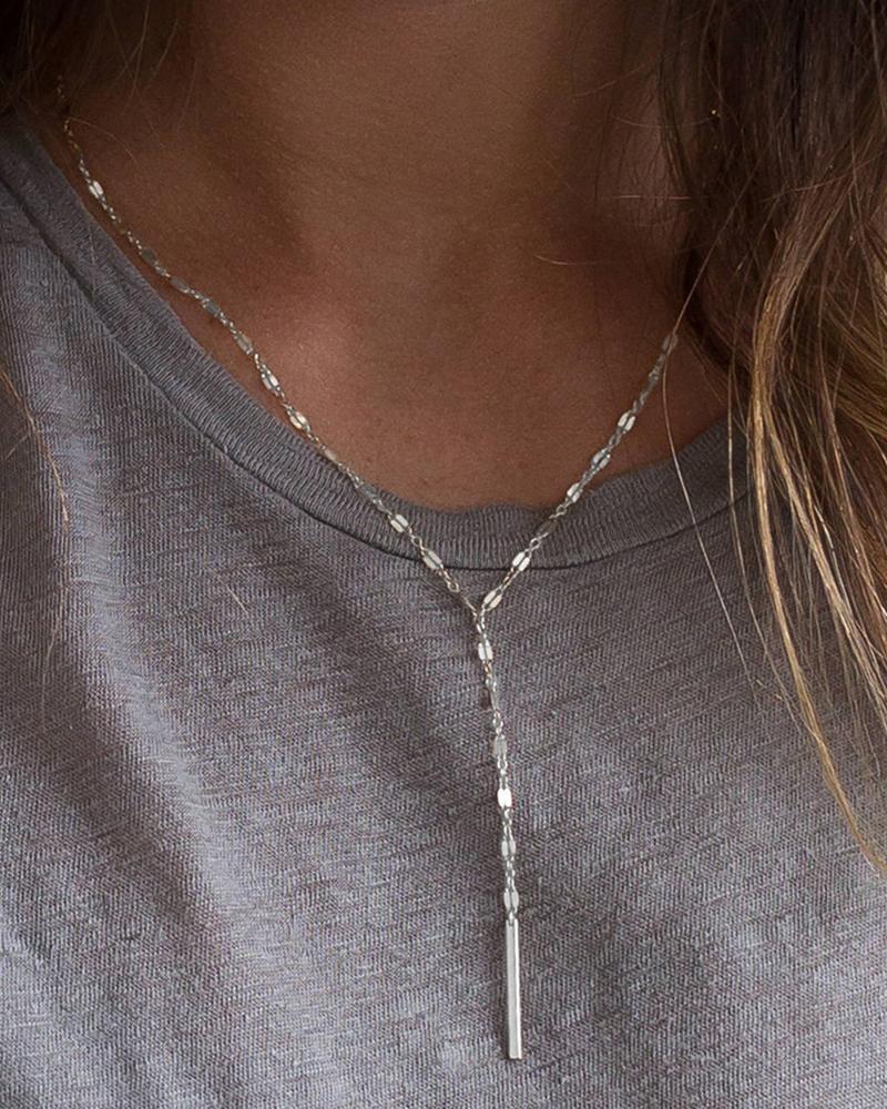 

1pc Round Drop Y Chain Necklace, Silver