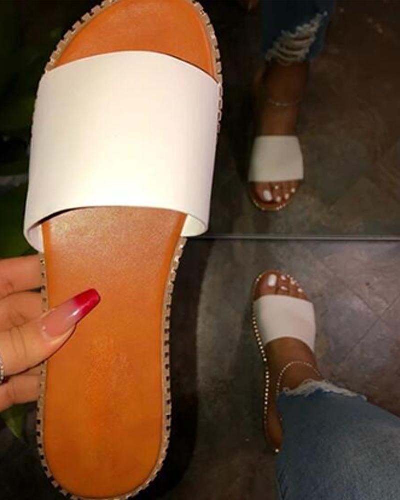 

Casual Open Toe Flat Sandals, White