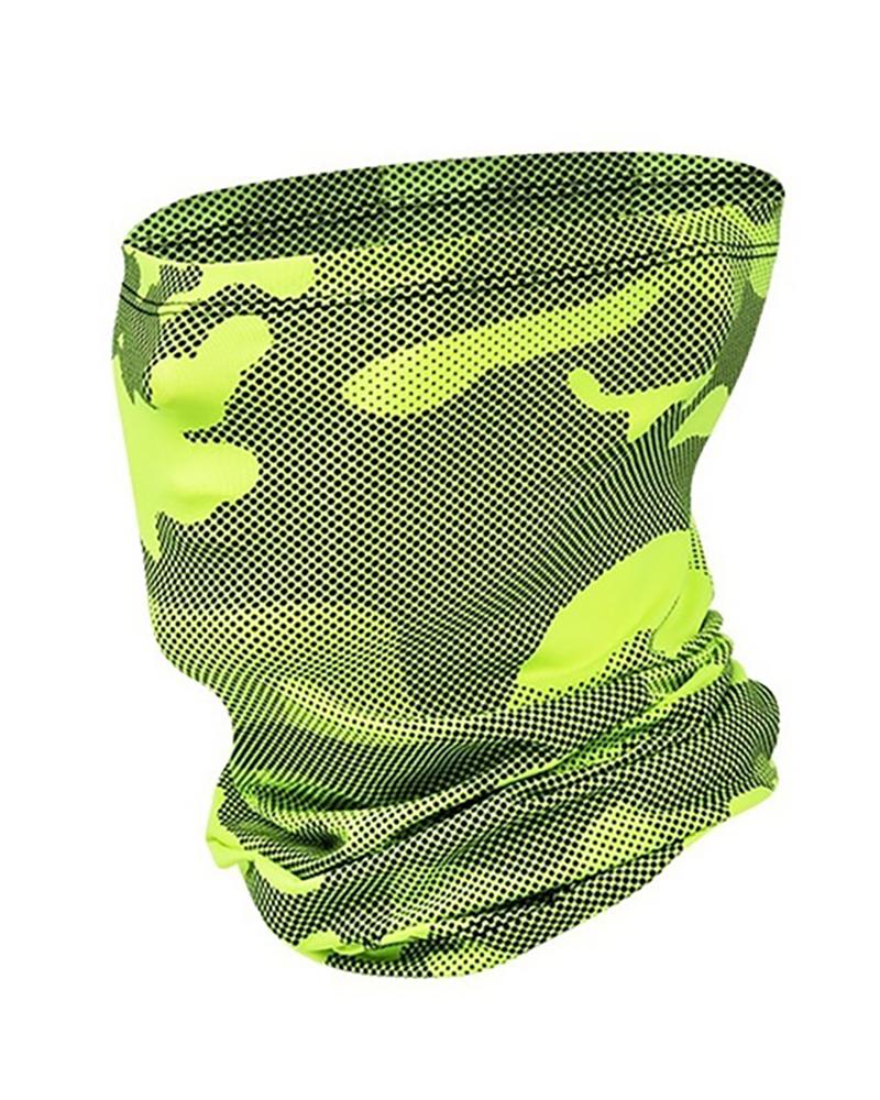 

Camouflage Print Breathable Face Bandana Headwrap, Green