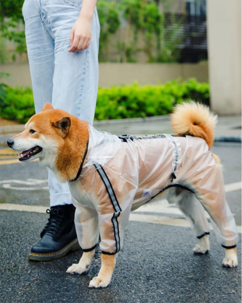 

Dog Raincoat with Hood Poncho Transparent Rain Coat Waterproof for Pets, White