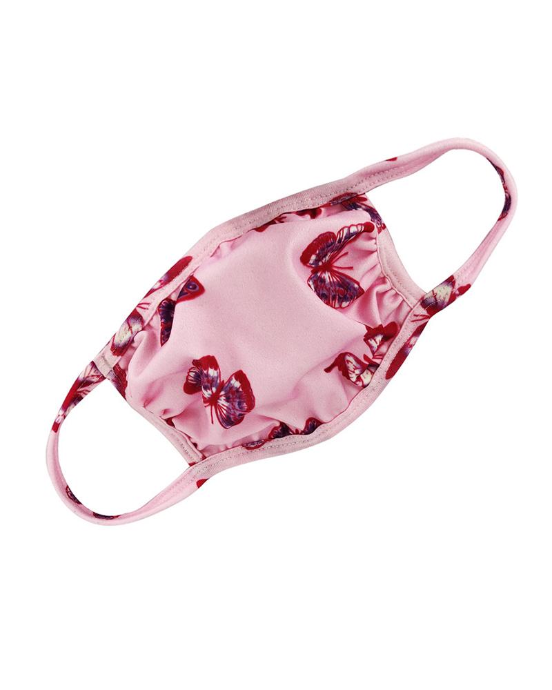 

Butterfly / Mixed Print Colorblock Ear Loop Breathable Mouth Mask, Pink