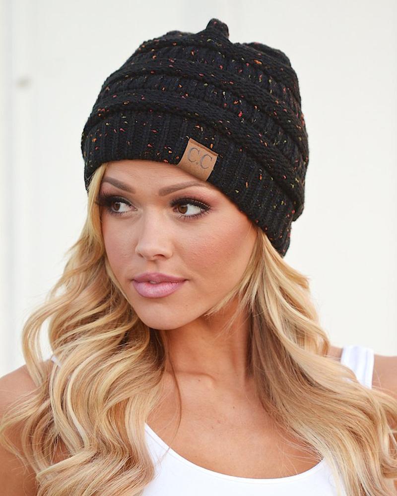 

Label Decor Colorblock Braided Beanie For Adult, Black