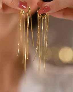 

1Pair Tassel Design Trendy Hoop Drop Earrings, Gold