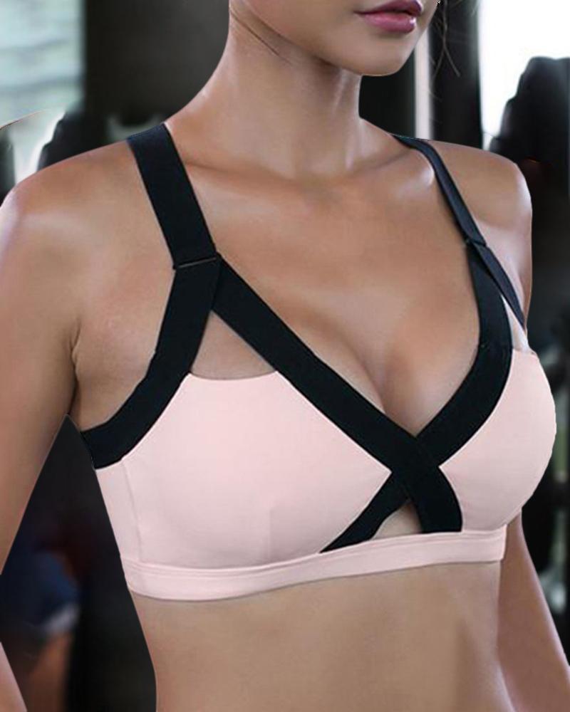 

Bandage Back Cutout Sporty Bra, Pink